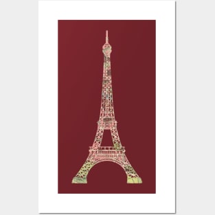 Eiffel Tower cut from 1915 Map of Monuments of Paris Posters and Art